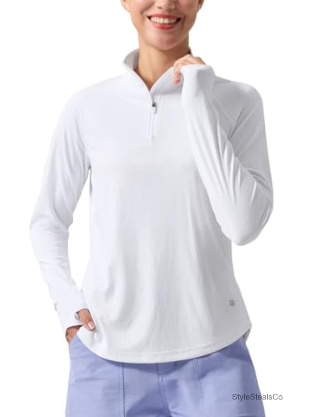 Women's UPF 50 Long Sleeve Quarter Zip Pullover Golf Sun Shirt Lightweight